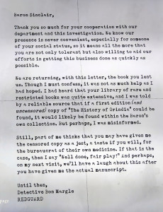 50 Lettre au Baron Sinclair (I)