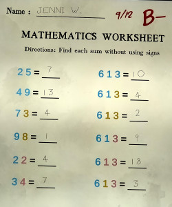34 Maths Worksheet (I)