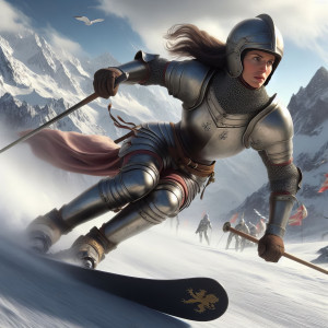 Jeanne auf einem Snowboard (I)