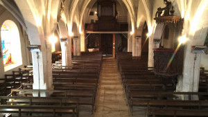 Aouze, church - view of the exit  (S)