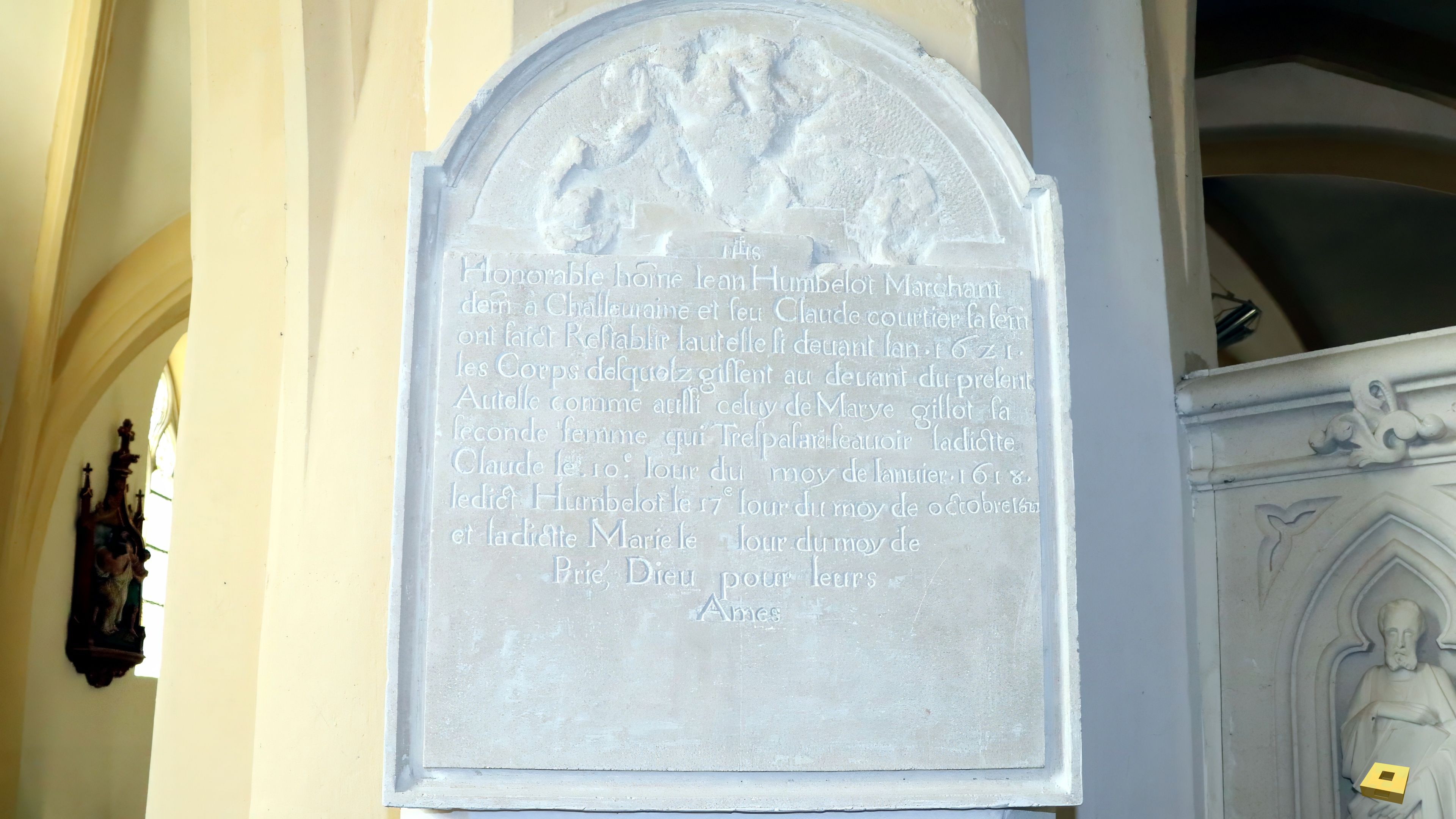 Chalvraines, church - plaque (I)