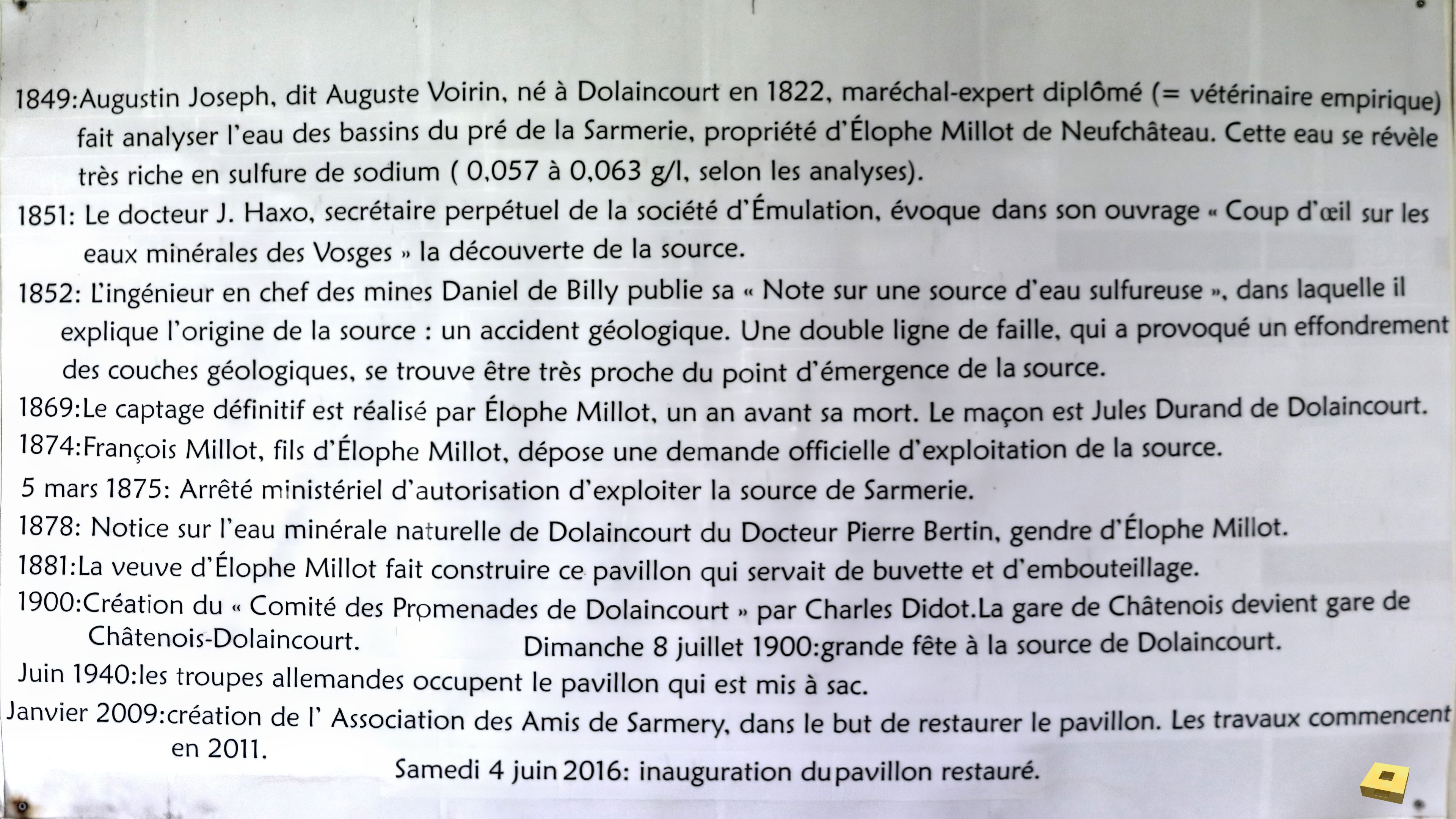 Dolaincourt, source - history (I)
