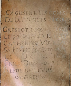 Frebécourt, Kirche - Grabstein (I)