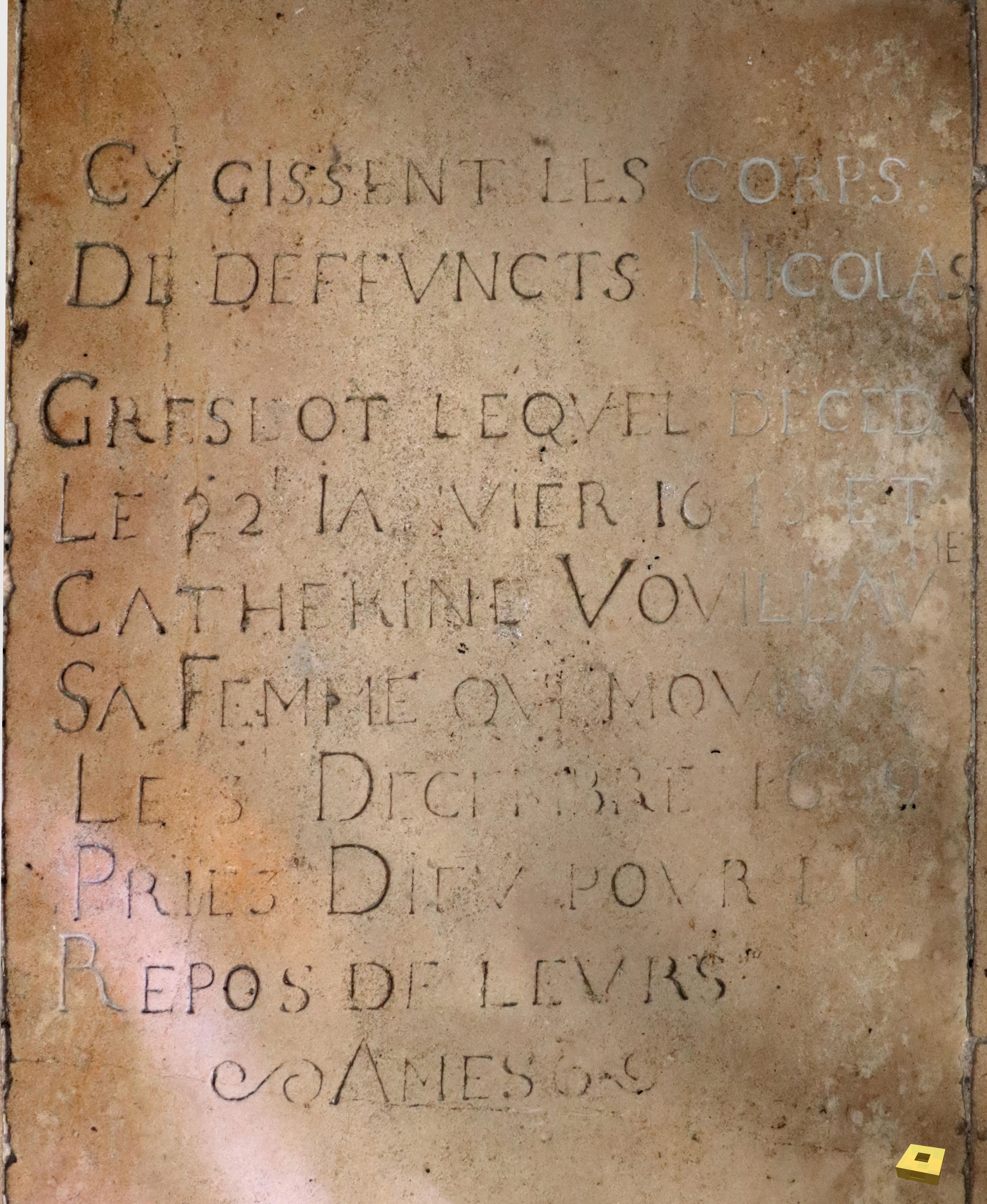Frebécourt, église - pierre tombale (I)