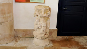St Blin, church - holy water font (S)
