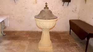 St Ouen, church - baptismal font (S)