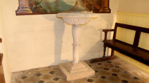 St Prancher, church - baptismal font (S)