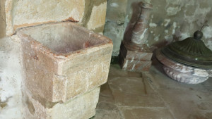 Urville, church - holy water font (S)