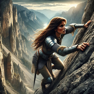 Jeanne climbs a cliff (I)