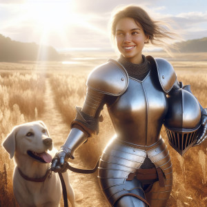 Jeanne walks her dog (I)
