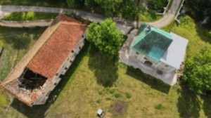 Bourdons, Crête Abbey, aerial view (R)